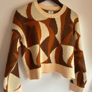 Cotton On Geometric Sweater - Cream, Brown, and Orange